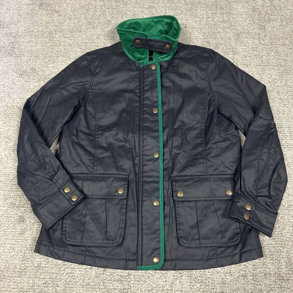 Talbots Corduroy Trim Coated Jacket Womens Medium Water Repellent Quilted Lining